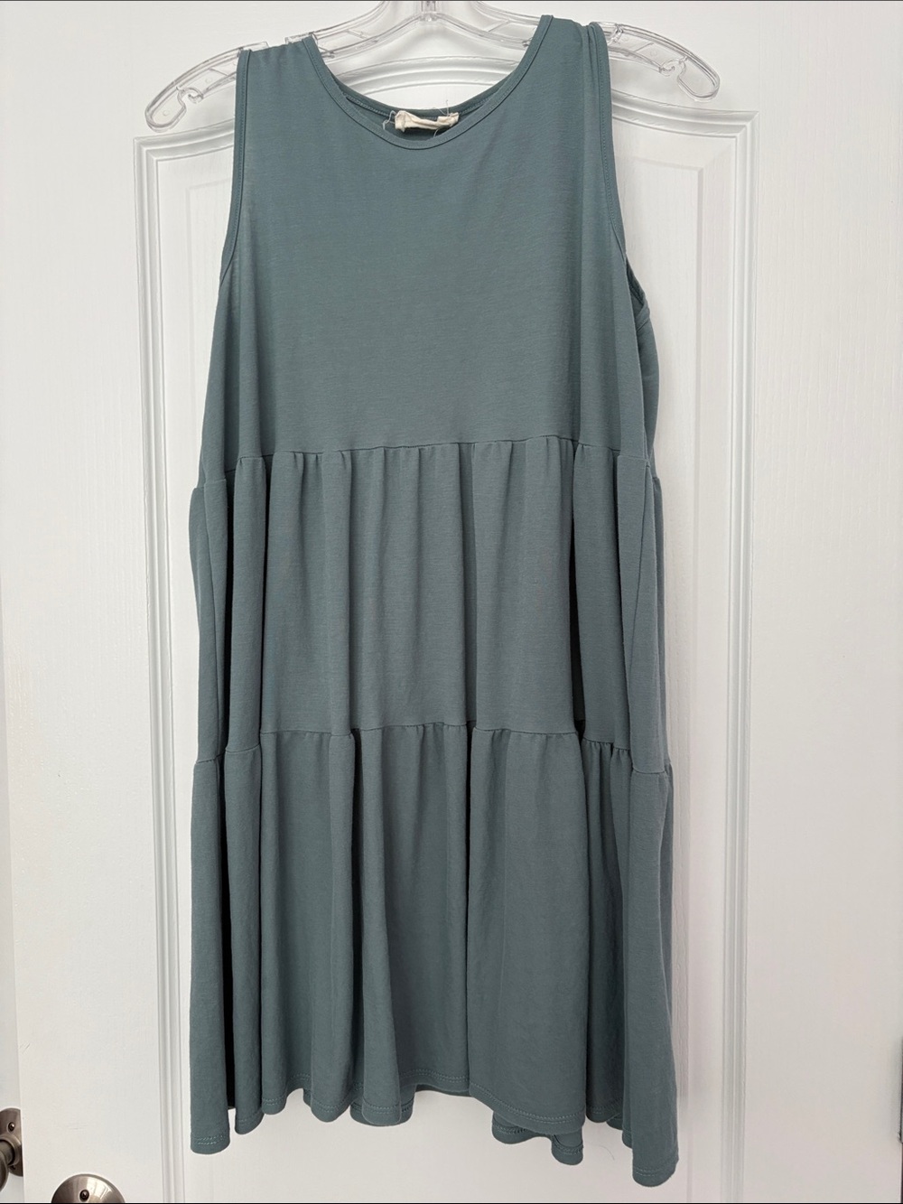 Sleeveless Tiered Mini Dress in Slate Blue